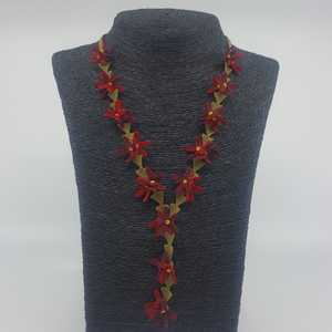 Collar con colgante de moda İğne Oyası Bahar Kolye Kırmızı - Product Image 1