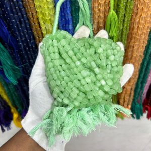 Prehnite Monalisa ลูกปัดพลอยสีเขียวเรียบรูปทรงก้อนกลมสำหรับทำเครื่องประดับและหัตถกรรมลูกปัดอัญมณีแบบเรียบ - Product Image 1