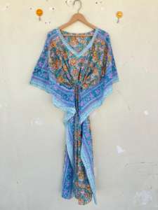 100% Cotton Kaftan with Indian Floral Design Long Casual Beach Bikini Cover for <b>Moms</b> for Summer and Autumn Spring ODM Supply - Product Image 4