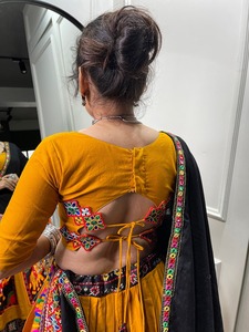 Georgette gamthi เด็กหญิงทำงานผู้ใหญ่ lehenga choli-navratri ผ้าฝ้ายแบบดั้งเดิม - Product Image 4