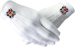 Guantes Masónicos de los Caballeros Templarios, Guantes Masónicos de Algodón Blanco con Cruz Roja Bordada, Accesorio de Insignia Masónica para Hombre, Uno - Product Image 3