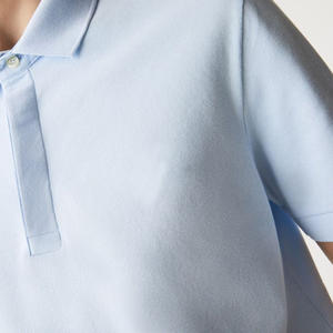 Polo de algodón elástico para bebé, camisa con Logo bordado personalizado, ajuste Regular, azul, piqué con solapa de botón oculto y Rib, 100% - Product Image 5