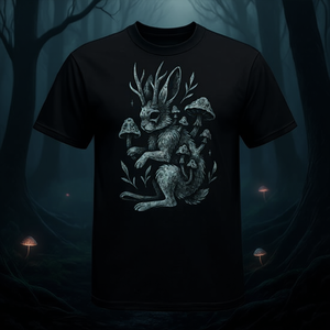 T-shirt Dark Fairycore Forest Horror con concetto Jackalope, Fungo e Coniglio - Abbigliamento Promozionale - Product Image 3