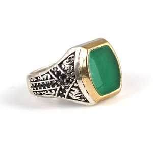 Anillo de Plata de Ley 925 para Hombre con Turquesa Verde Esmaltada y Circonitas, Engaste de Bisel, para Uso Diario y Bodas - Product Image 3
