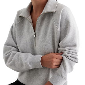 Pull à demi-fermeture éclair surdimensionné pour femmes OEM-Collection d'automne | Sweat-shirt à fermeture éclair 1/4 brodé sur mesure avec service OEM - Product Image 1
