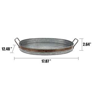 Bandeja Redonda de Metal Galvanizado con Asas Bandeja Decorativa Rústica para Bodas, Hoteles y Servir en Casa - Product Image 4