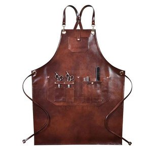 Heavy Duty Thick Fabric Barber <b>Aprons</b> Durable Material <b>Leather</b> Made Hair Cutting Barber <b>Aprons</b> For Unisex - Product Image 1