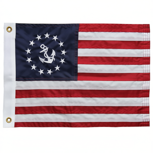 US Yacht Ensign Sewn Boat <b>Flag</b> 12x18 Inch Made in USA, Embroidered Stars and 2 Brass Grommets, Heavy Duty Nylon Nautical <b>Flags</b> - Product Image 2