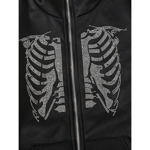 OEM High Quality Blank Full Face <b>Zip</b> <b>Hoodie</b> Oversize Custom Heavyweight Cotton <b>Black</b> Zipup <b>Hoodie</b> Rhinestone Full <b>Zip</b> <b>up</b> <b>Hoodie</b> - Product Image 4