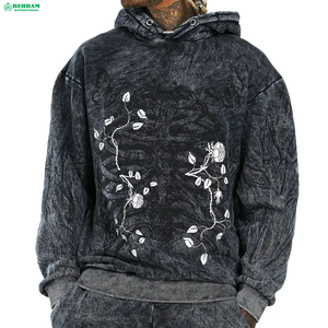 Nouvel ensemble de survêtement de qualité avec logo personnalisé, comprenant un sweat à capuche et un pantalon de survêtement, style streetwear, épais pour l'hiver, effet délavé à la pierre. - Product Image 3