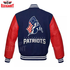 Letterman Varsity Jacket Elegante Hip Hop Letterman Béisbol Chaqueta deportiva Mangas de cuero Cuerpo de lana - Product Image 2