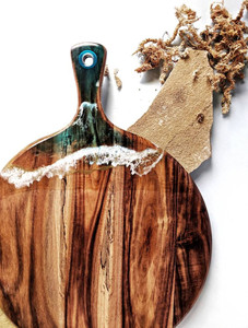 Planche à fromage en bois et résine, best-seller de Noël, planches à découper en bois d'acacia massif, planche à charcuterie miniature personnalisée en bois avec logo - Product Image 5