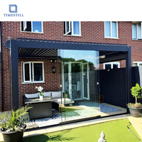 Pergola extérieure en alliage d'aluminium TIMESTILL résistante à la corrosion 4x6M avec store enrouleur imperméable et coupe-vent pour cour