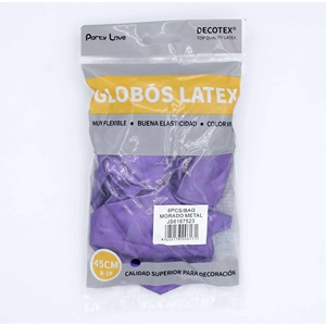 Palloncini in Lattice Decotex 45Cm Viola Metallizzato Confezione da 6 Pezzi per Decorazioni Festa - Product Image 1