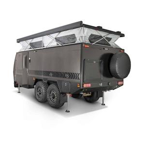 รถคาราวานขนาดใหญ่ 22.4 ฟุต มินิโมเดิร์น พับได้ 4x4 รถพ่วงแคมป์ปิ้งแบบป๊อปอัพ สำหรับตั้งแคมป์กลางแจ้ง โครงสร้างอลูมิเนียม น้ำหนักเบา 2-4 ที่นอนแบบสองชั้น - Product Image 5