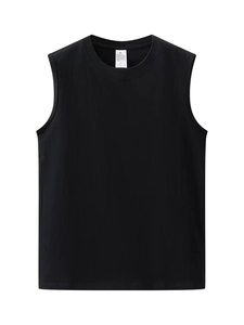 Custom Logo Heavy Cotton Plain Blank GYM Sleeveless T-shirts Printed logo Loose Plus Size Plain <b>Men's</b> <b>Singlet</b> Tank Top Vest - Product Image 3