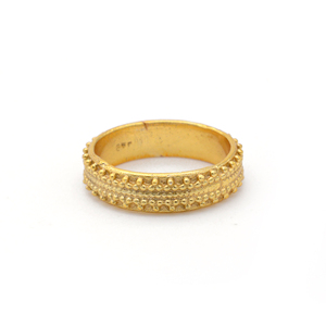 Anillo Étnico de Latón con Puntos, Chapado en Oro de 18k, Texturizado Tribal, Anillo al por Mayor para Mujer - Product Image 1