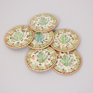 Juego de posavasos decorativos de nácar y ratán para decoración de fiestas, superventas con alta calidad, hecho en Vietnam - Product Image 1