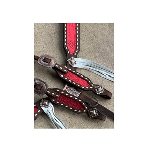 Premium Western Designer <b>Pin</b> Buckle Conchos One-Ear Headstall Breast <b>Collar</b> Tack Set Crocodile Leather Brown Horse Bridle - Product Image 3