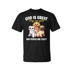 T-shirt graphique 'God Is Great Dogs Are Good' de Faithful Paws Apparel, taille petite, pour les amoureux des chiens, pour les promotions - Product Image 3