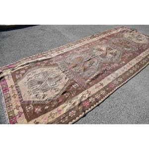 Alfombra Kilim marrón y beige, 5,5x13,1 pies - Product Image 4