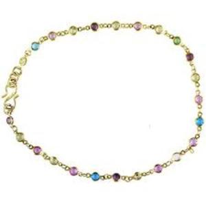 Pulsera de Plata con Gemas - Joyería Chan con Gemas Coloridas Engastadas en Bisel, Tobillera 100% Hecha a Mano para Boda, Fiesta, Mehendi, Bañada en Plata - Product Image 2