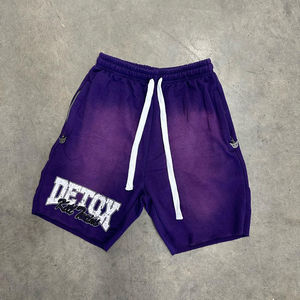 กางเกงขาสั้นสไตล์สตรีทแวร์ผ้าฝ้ายลำลองลายกราฟิกทรงหลวมแบบยูนิเซ็กซ์ มีกระเป๋าซิป ลุคทำสีซีดแบบวินเทจ - Product Image 3