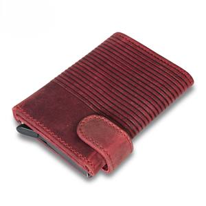 Porte-cartes en cuir véritable avec motif rayé - Product Image 3