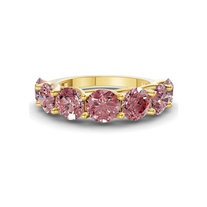 Diamante Redondo Rosa Intenso Cultivado en Laboratorio, 0.50 Ct Tw, Oro Sólido de 14K, Color Rosa Intenso, Claridad VS, 5 Diamantes Brillantes y Delicados - Product Image 2