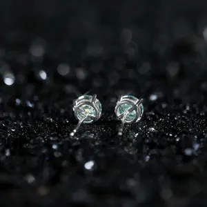 ต่างหูแบบติดหูสำหรับผู้หญิง ประดับด้วยโมอิสซาไนต์สีน้ำเงินอมเขียว 1 กะรัต ยี่ห้อ Tishya Diamond เงินแท้ 925 ชุบทองคำ ชุบทองคำชมพู น้ำหนัก 2 กรัม เหมาะสำหรับงานปาร์ตี้ งานแต่งงาน และเป็นของขวัญ - Product Image 5