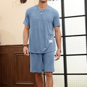 Ensemble 2 pièces d'été pour hommes t-shirt à manches courtes short décontracté Streetwear Lounge tenue d'été pour hommes assortie ensemble de streetwear décontracté - Product Image 4