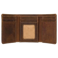 Dompet Pria Kulit Asli Buatan Tangan Vintage Perlindungan RFID Tahan Lama Panjang Pendek Penutup Terbuka Desain Ramping Branding Kustom
