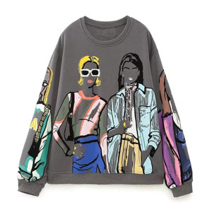 Sudaderas de mujer de diseño personalizado, camisetas holgadas de cuello redondo, jersey de manga larga, sudaderas informales de lana - Product Image 1