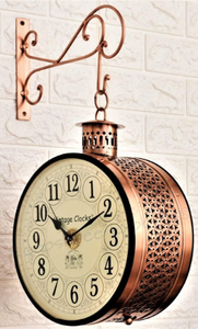 Ak Laiton Américain Forme Ronde Métal Horloge Murale Cuivre Double Face Horloge Murale Styles Horloge Murale Pour Enfants Chambre Décor - Product Image 2