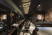Station de travail de barbier professionnelle moderne, durable et portable en bois, avec multiples rangements, écologique, pour salon de coiffure, salle de sport, centre commercial, restaurant, hôtel