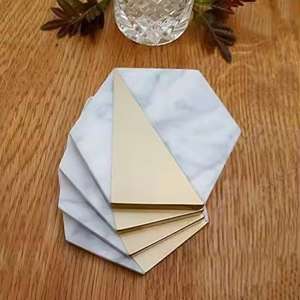 Dessous de verre en pierre de marbre Ensemble de sous-verres en marbre monogrammés Tapis de table en pierre de marbre Dessous de verre pour tasse à café - Product Image 4