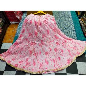 Women's Plus Size <b>Long</b> Cotton Flare <b>Skirt</b> Drawstring Breathable Soft Summer Casual Boho Style Custom Bulk India Worsted Fabric - Product Image 1