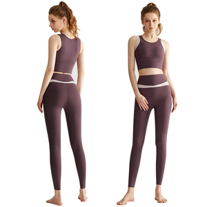 New Fashion Breathable Seamless High Waist Yoga Long <b>Leggings</b> Solid <b>Pattern</b> Two Piece Yoga Set <b>Women</b> High Elasticity Quick Dry - Product Image 6