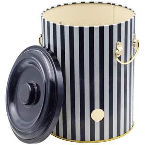Kontensan EF181L8 9L Boîte en métal ronde à motif de lignes noires et blanches à 225x240mm - Product Image 2