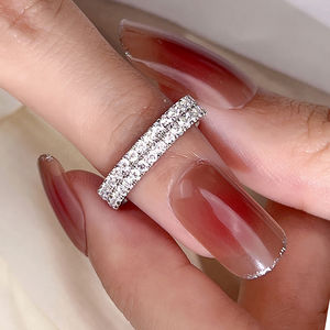 Anillo de eternidad completo de moissanita Original de doble fila, banda de boda de oro de 18 quilates, el mejor regalo de aniversario, VVS incoloro para su fiesta - Product Image 2