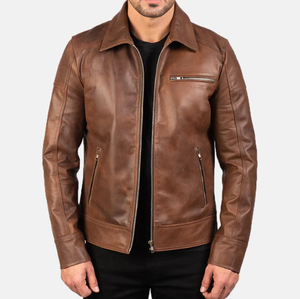 Veste en cuir d'hiver pour hommes de haute qualité conception OEM avec col montant respirant couleur unie bas quantité minimale de commande - Product Image 1