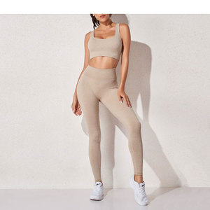Direct Factory Manufacturer's Custom Made Women's <b>Yoga</b> Sets-Solid Sports Bra Leggings Custom Logo Fabric Options OEM/ODM Options - Product Image 1