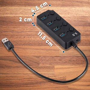 Hub USB 3.0 de 4 Puertos con Indicador LED y Control Independiente, Transferencia de Datos Rápida de 5Gbps para PC, Base de Conexión Tipo-C, en Stock - Product Image 5