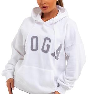 เสื้อมีฮู้ดผ้าคอตตอนย้อมสี100% น้ำหนักเบาของผู้หญิงเสื้อสวมหัวโอเวอร์ไซส์ฤดูหนาวโลโก้ของคุณเอง - Product Image 1