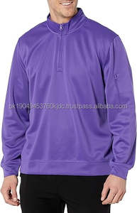 Men's Casual Quarter Zip Sweatshirt Long Sleeve Pullovers Mock Neck Basic Sweaters XL Size Embroidered Garment Dyed Solid - Product Image 2