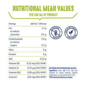 Bebidas a base <span class=keywords><strong>de</strong></span> plantas OraS, avena sin azúcar añadida, 1 litro, 12 unidades - Product Image 2