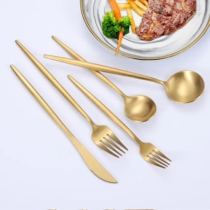 hot sale Luxury Stainless Steel wedding <b>black</b> plated <b>Cutlery</b> with handle flatware spoon and fork <b>set</b> safe and healthy - Product Image 4