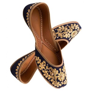 Women's Ethnic Handmade Embroidered Designer Women Khussa Flat Footwear Jutti Color <b>Block</b> Khussa Wholesale - Product Image 1