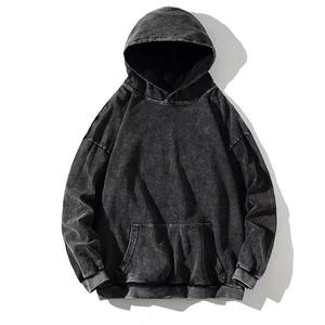 เสื้อฮู้ดดี้ผู้ชายลายพิมพ์สไตล์วินเทจแบบกำหนดเอง ล้างสีแบบแอซิด ลายเรียบ สวมใส่สบาย เหมาะสำหรับฤดูหนาว ราคาขายส่ง - Product Image 5