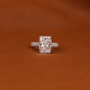 14KT oro blanco 5,0 CT anillo de compromiso de corte radiante laboratorio cultivado diamante oculto Halo ajuste IGI certificado joyería de lujo - Product Image 1